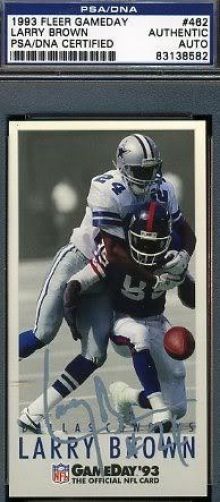 Larry Brown Signed Psa/dna 1993 Cowboys Fleer Gameday