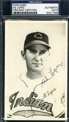 Al Lopez Signed Psa/dna 1950`s Vintage Photo Postcard Autograph Authentic