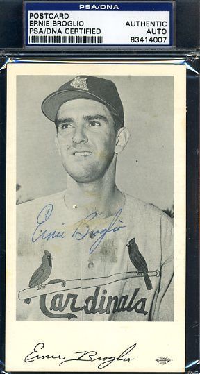 Ernie Broglio Signed Psa/dna 1963 Gpc Team Postcard Authentic Autograph