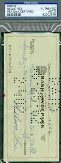 Nelson Nellie Fox Autograph 1962 Check Psa/dna Signed