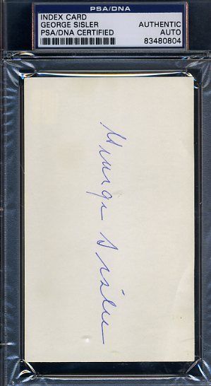 George Sisler Psa/dna Certed Signed 3x5 Index Card Autograph Authentic