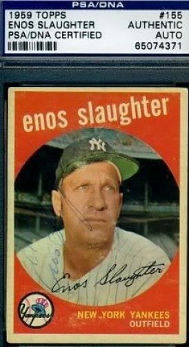 Enos Slaughter Vintage Signed Psa/dna 1959 Topps Authentic