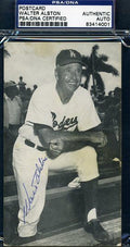 Walter Alston Signed Psa/dna Photo Team Postcard Authentic Autograph