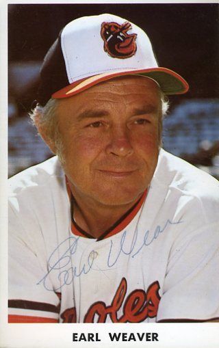 Earl Weaver Signed Jsa Cert Sticker Team Issue Postcard Authentic Autograph