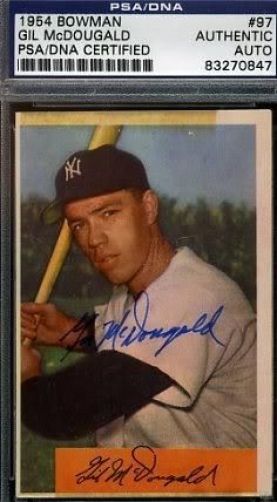 Gil Mcdougald 1954 Bowman Signed Psa/dna Autograph Authentic