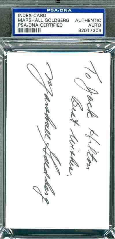Marshall Goldberg Autograph 3x5 Index Psa/dna Signed