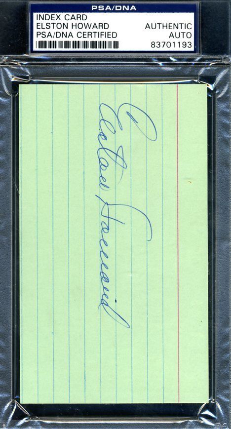 Elston Howard Psa/dna Authenticated Signed 3x5 Index Card Autograph