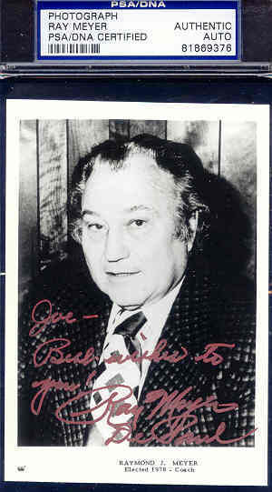 Ray Meyer Signed Photo Postcard Psa/dna Autograph