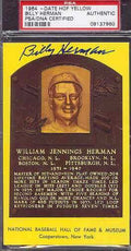 Bily Herman Signed Gold Hof Plaque Psa/dna Autograph