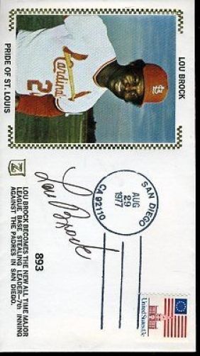 Lou Brock Signed Psa/dna 1977 Fdc Certified Autograph Authentic