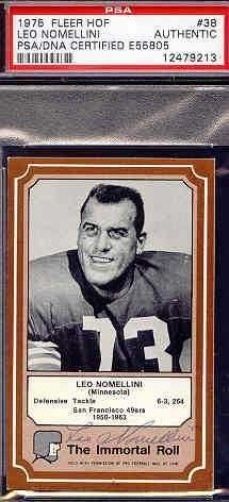 Leo Nomellini Signed 1975 Fleer Immortal Roll Psa/dna Autograph Authentic