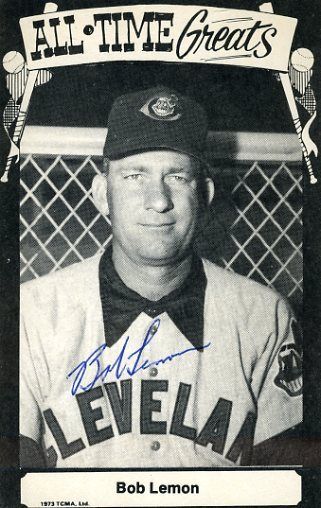 Bob Lemon Signed Jsa Cert Sticker Tcma Photo Postcard Authentic Autograph