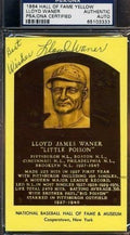 Lloyd Waner Signed Psa/dna Certified Gold Hof Plaque Autograph Authentic