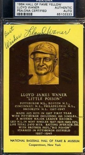 Lloyd Waner Signed Psa/dna Certified Gold Hof Plaque Autograph Authentic