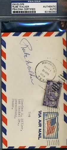 Rube Walker Signed 1958 Envelope Psa/dna Autograph