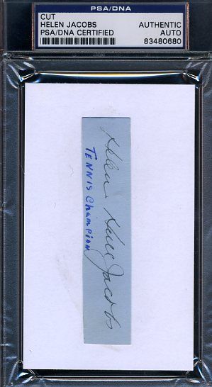 Helen Jacobs Tennis Psa/dna Certed Signed 3x5 Index Card Autograph Authentic