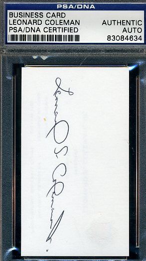 Leonard Coleman Signed Psa/dna National Leag Business Card Authentic Autograph