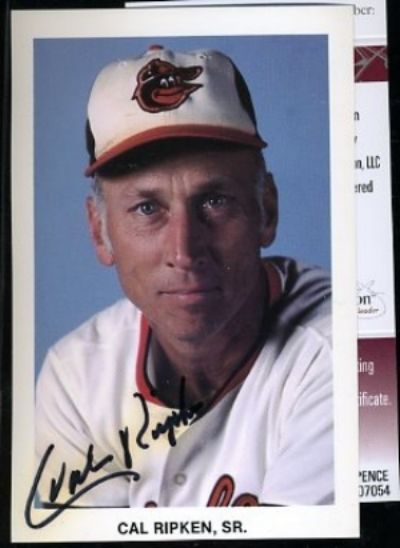 Cal Ripken Sr Rare Signed Jsa Team Issued Photo Pc Certified Autograph