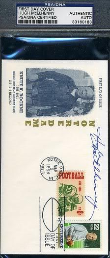 Hugh Mcelhenny Signed Knute Rockne Fdc Psa/dna