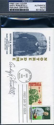 Andy Robustelli Signed Knute Rockne Fdc Psa/dna