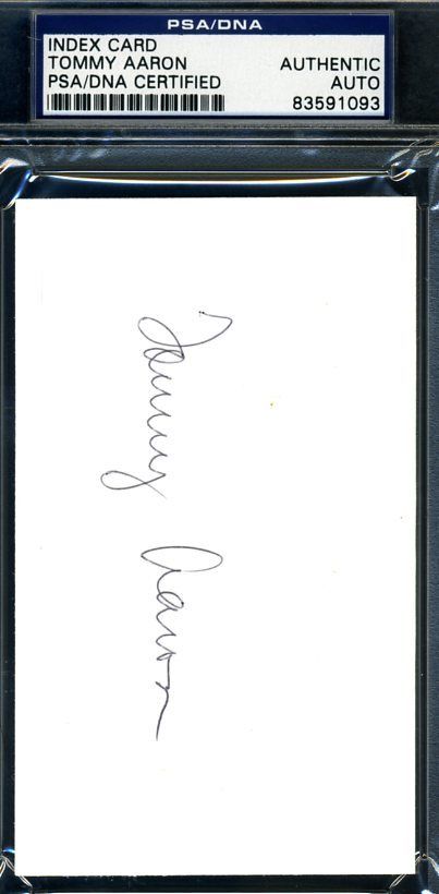 Tommy Aaron Psa/dna Authenticated Signed 3x5 Index Card Autograph