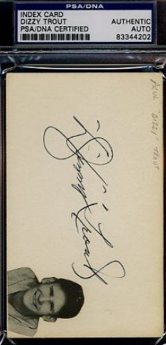 Dizzy Trout Signed Psa/dna Certed 3x5 Index Card Autograph Authentic