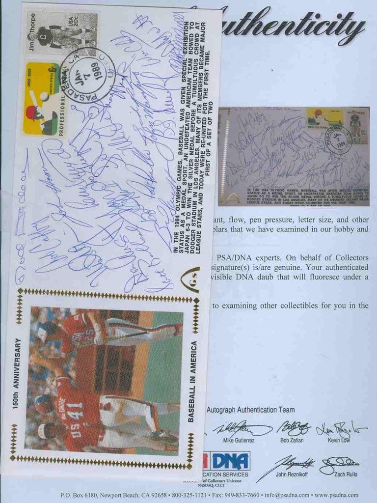 1984 Olympic Autograph By 21 Fdc Mark Mcgwire Psa/dna