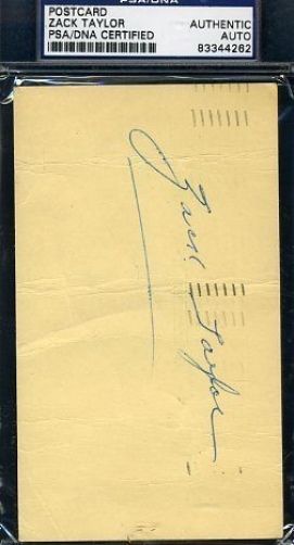 Zack Taylor Signed Psa/dna 1949 Gpc Gov`t Postcard Autograph Authentic