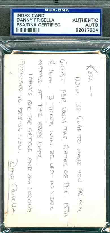 Danny Frisella Autograph 3x5 Index Letter Psa/dna Signed