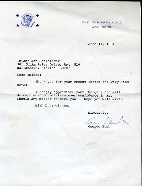 George H W Bush Jsa Certified Signed 1981 Letter Autograph Authentic