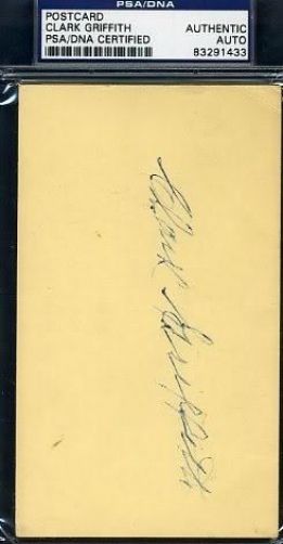 Clark Griffith Psa/dna 1949 Signed Gpc Gov`t Postcard Autograph Authentic