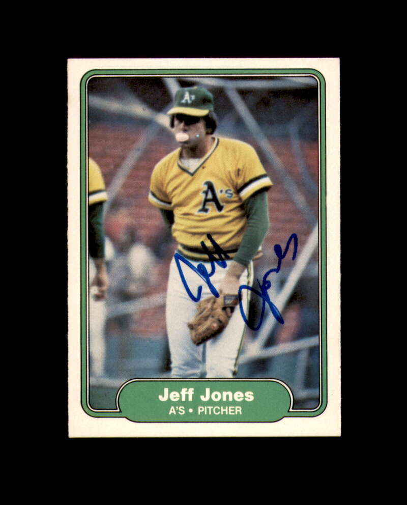 Jeff Jones Hand Signed 1982 Fleer Oakland Athletics Autograph